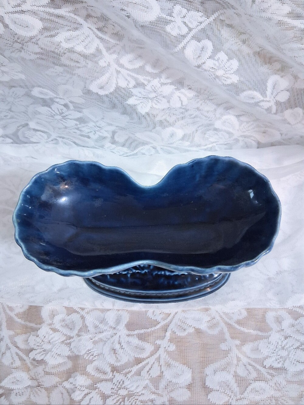 Vintage Devonway Kingsbridge Art Deco Fish Dish Bonbons Trinket Soap Cobalt Blue - Picture 7 of 12